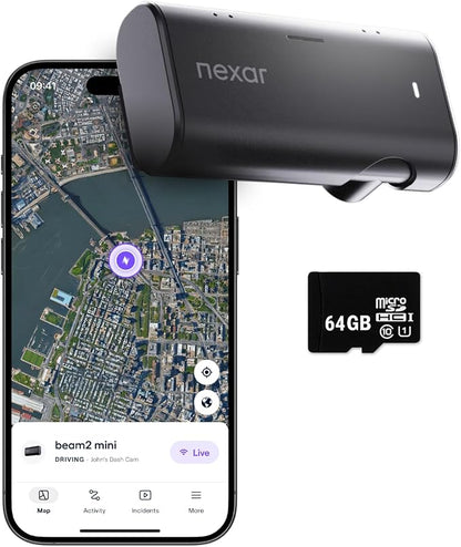 Nexar Beam2 Mini Dash Cam Car Camera 64GB Storage 24H Parking Mode Wide Angle by Nexar-Industry-leadingAIDashCams