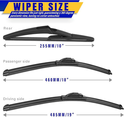 3 wipers Replacement for 2006-2011 Mini Cooper, Windshield Wiper Blades - Image 2