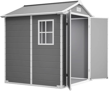 6x6 Resin Outdoor Storage Shed Kit-Perfect to Store Patio Furniture, Garden by Jaxilyn