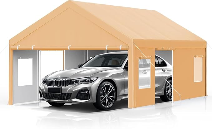 13x25FT Heavy Duty Carport, Outdoor Garage Canopy by Unknown