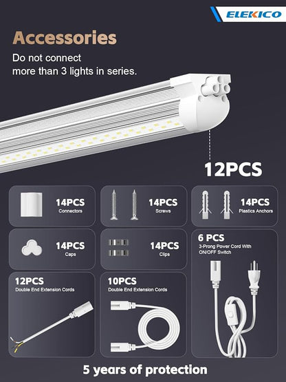 12 Pack Super Bright 100w 8ft Led Shop Light, 15000lm 5000k V Shape 8' Led Shop - Image 5