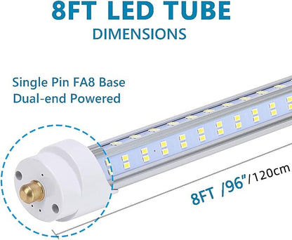 4 Pack, 120W 8ft Led Bulbs, 19500lm 6000k 8' Led Bulb, V Shaped Clear Cover T8 - Image 3