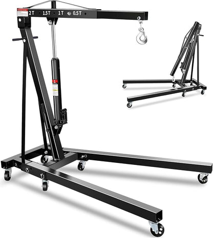 2-Ton Folding Engine Hoist, Hydraulic Shop Crane by GarveeTech