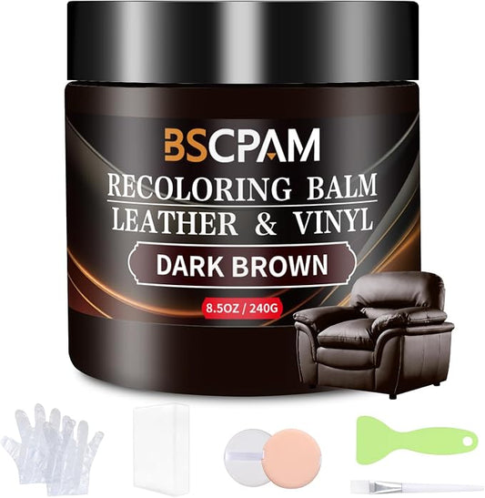 Dark Brown Leather Recoloring Balm, Leather Couch Scratch/Stain Remover by BSCPAM