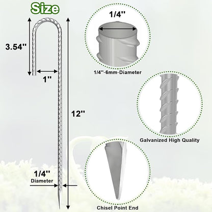 VVOKGO Rebar-Stakes-12-Inch J Hook Galvanized Tent Stakes Heavy Duty, Camping - Image 2