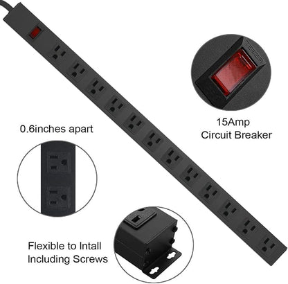 Metal Wall Mount Power Strip, Mountable Power Outlet - Image 3