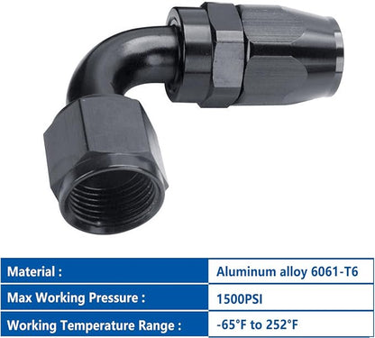 LokoCar 6AN Hose End Fitting 90 Degree Swivel - Image 3