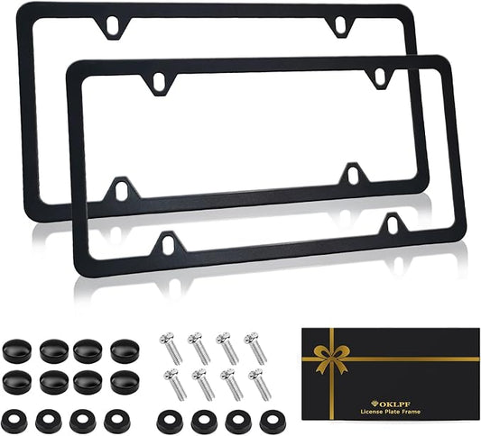 OKLPF Black Matte License Plate Frames 2 Pack, License Plate Holder by OKLPF