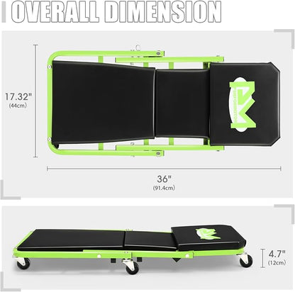 PM PERFORMOTOR 36 Inches Folding 2 in 1 Rolling Z Creeper, Adjustable Roller - Image 3
