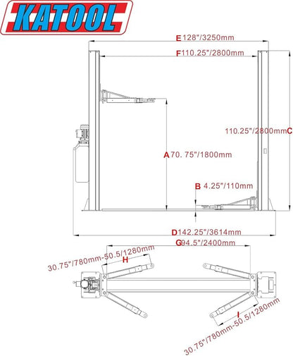 10000lbs 2 Post Lift Car Lift Auto Vehicle Car Lift Truck Hoist Floor Plate 220V - Image 4