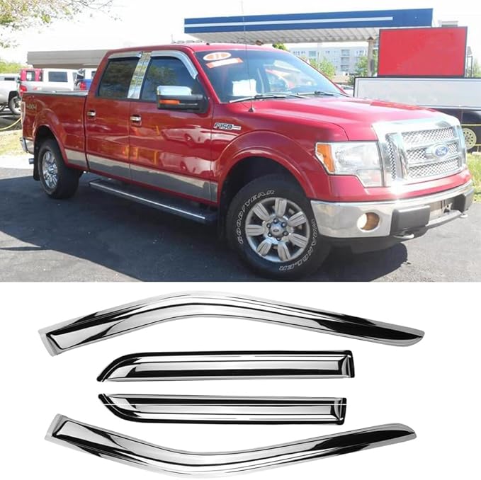 Chrome Side Window Visor Wind Vent Deflector fit by Puermto