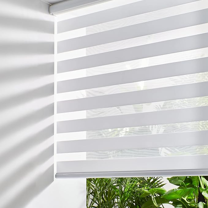 Persilux Cordless Zebra Blinds for Windows Dual Layer Free-Stop Roller Blinds by PersiluxHome