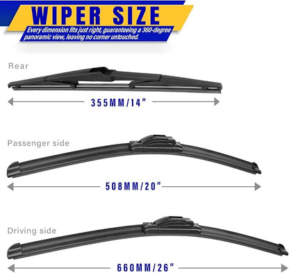 3 wipers Replacement for 2017-2021 2022 2023 2024 Chrysler Pacifica, Windshield - Image 2