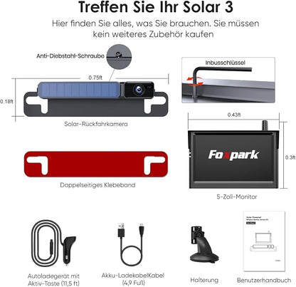 Solar Wireless Backup Camera, 1080P 5'' Monitor Back Up Camera Systems Wireless - Image 8