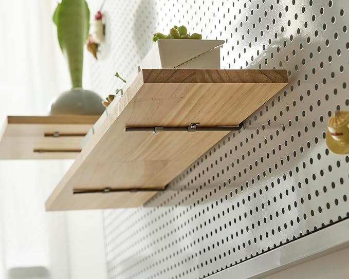 SEVENY 2 Pack Pegboard Shelf Wall Organizer, Pine Wooden Garage Tool Storage - Image 4