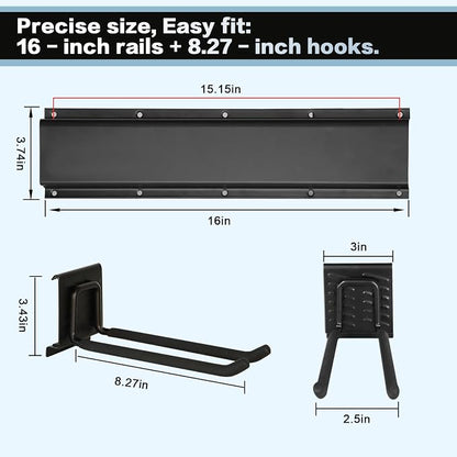 Garage Tool Organizer Wall Mount 48in- 6 Heavy Duty Hooks, 360lbs Capacity - Image 2