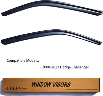 Window Visors Rain Guards fits 2008-2023 Dodge Challenger, Out-Channel Side - Image 2