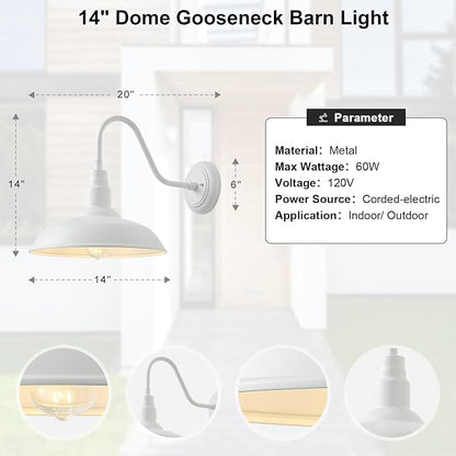 14 Inch Dome Outdoor Gooseneck Barn Light Fixture - Image 7