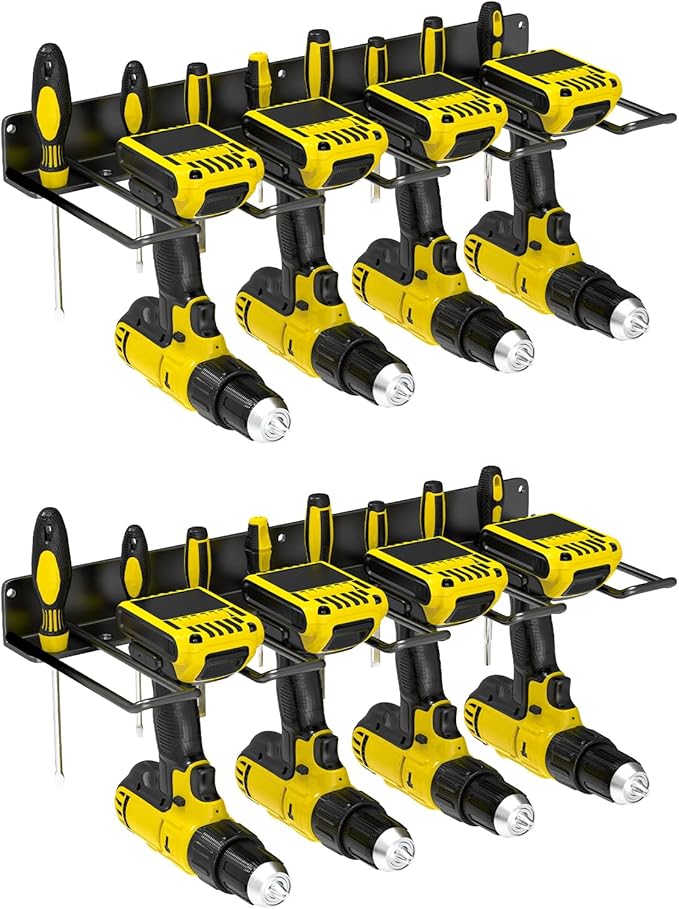 Drill Holder Wall Mount, Power Tool Organizer, Heavy Duty Metal Tool Storage by JSYONII