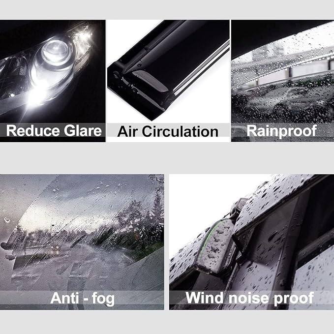 4pcs Out-Channel Tape On Side Wind Deflector, Dark Smoke Sun Rain Guards - Image 4