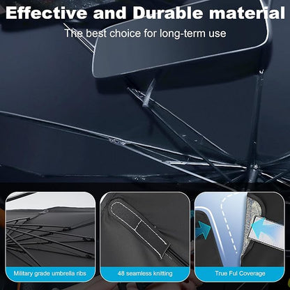 Windshield Sun Shade Umbrella, Portable Foldable, Spring Structure Wind Shield - Image 6