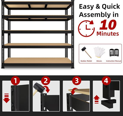 3 Packs 48" W x 24" D x 72" H Adjustable Garage Storage Shelves - Image 6