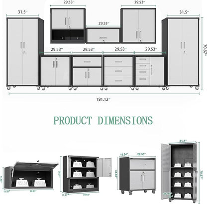 Metal Tool Cabinet, Garage Storage Cabinet System, Wall Cabinet & Locking - Image 2