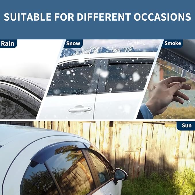 4PCS Rain Guards Window Visors Fits - Image 4