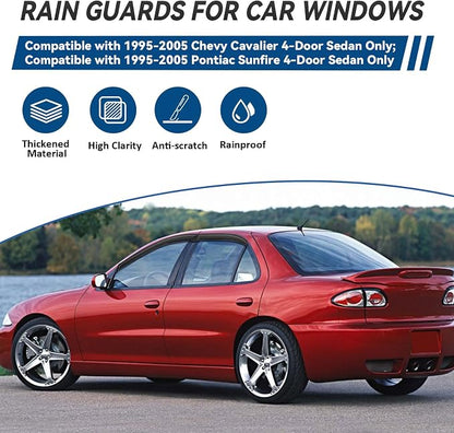 4pcs Front+Rear Smoke Tint Sun/Rain Guard Outside Mount Tape-On Vent Window - Image 2