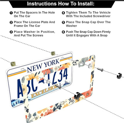 Colorful Floral Flowers License Plate Frames - Image 3