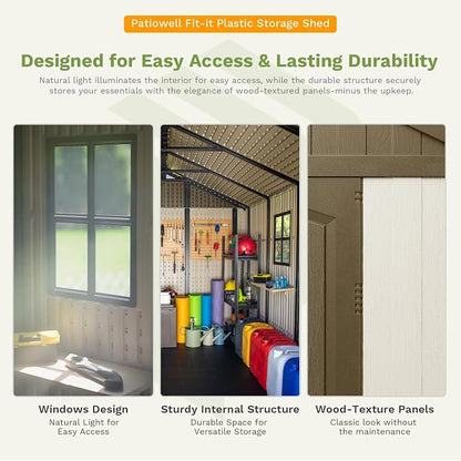 Patiowell 8 x 8 FT Plastic Outdoor Storage Shed - Image 5