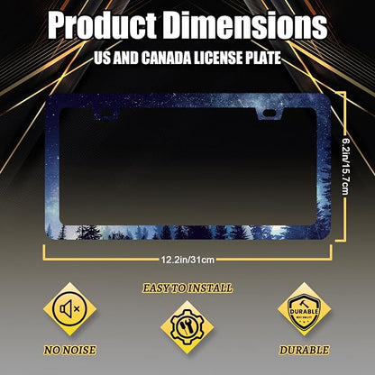 Beautiful Galaxy License Plate Frame Starry Sky Galaxy Forest License Plate - Image 2