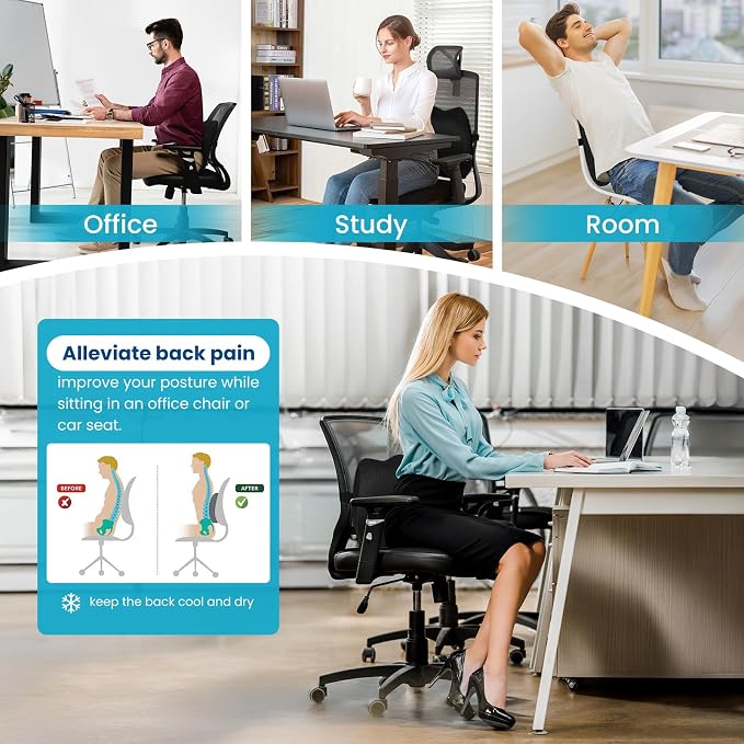 Lumbar Support Pillow Office Chair Car Back Pillow Ergonomic Lower Back Pain - Image 5