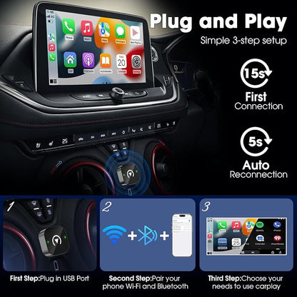 Wireless Carplay Adapter & Android Auto 2025 Upgrade Wired CarPlay to Wireless - Image 3