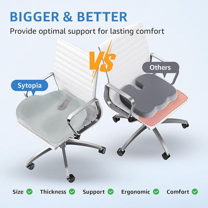 Extra Large Office Chair Cushion, Sciatica & Hip Pain Relief, Booster Pad - Image 2