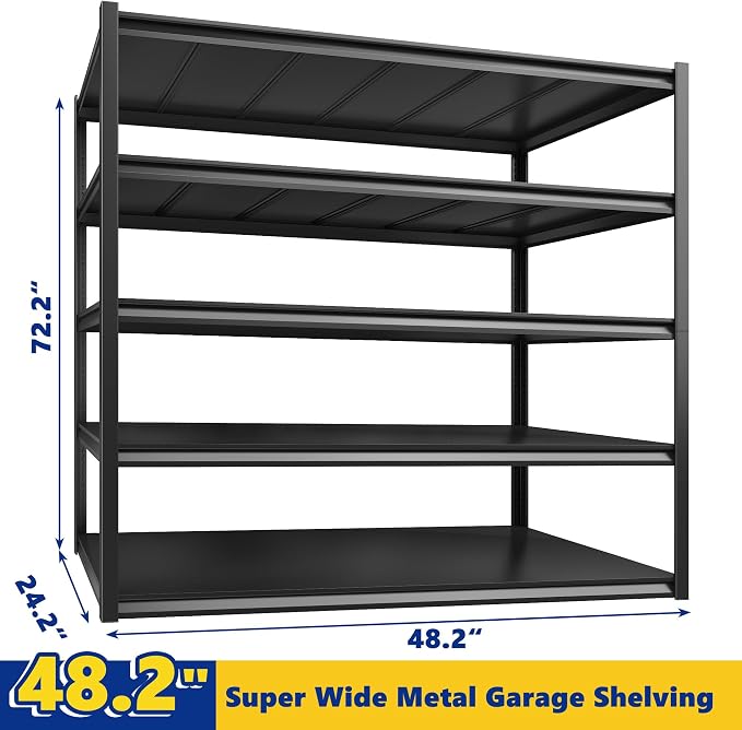 REIBII 48.2" W Garage Shelving Heavy Duty Metal Shelving 3000LBS Storage - Image 3