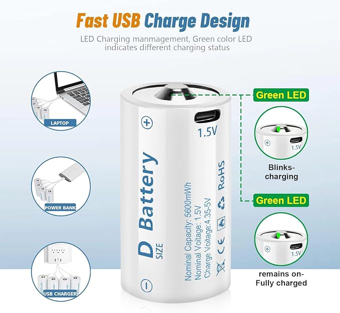 1.5V D Size Cell Battery for Flashlight Toys & floodlight, Lithium D Batteries - Image 3