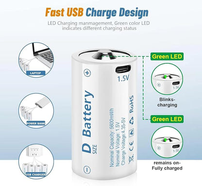 1.5V D Size Cell Battery for Flashlight Toys & floodlight, Lithium D Batteries - Image 3