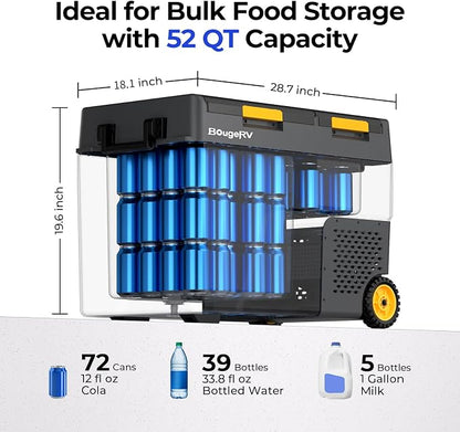 BougeRV 12 Volt Car Refrigerator, CRD2 52 Quart Portable Fridge Freezer - Image 2