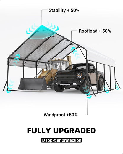 20'x20'x13' Metal Carport for 2 Cars, Heavy Duty Car Ports for Heavy Snow - Image 5