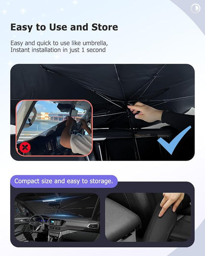 2025 Upgrade Car Windshield Sun Shade Windshield Sunshade Umbrella Protect Car - Image 9