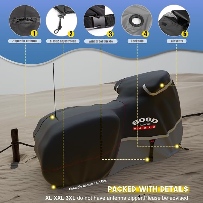 Rosefray Motorcycle Cover 600D Waterproof - Image 5