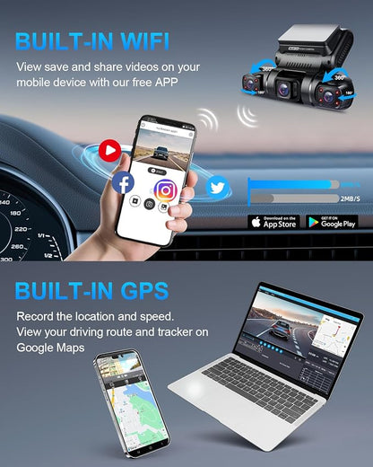 PRUVEEO 360 Degree View 4 Channel Dash Cam Front and Rear Inside Left Right - Image 7