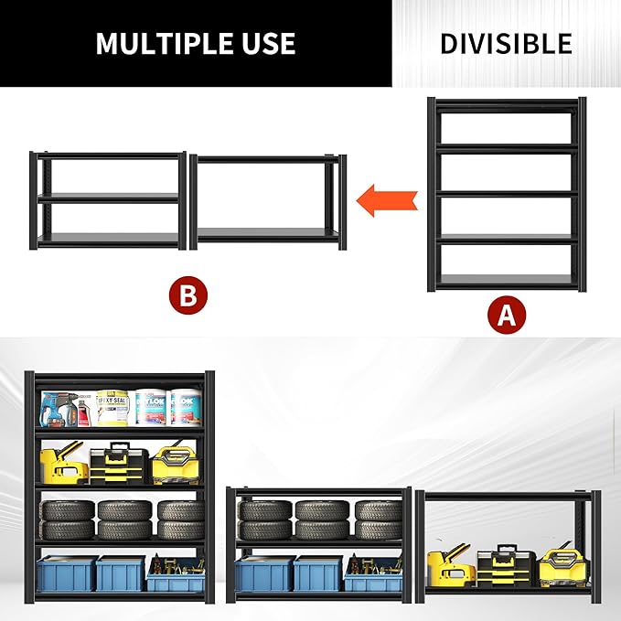 63" H Heavy Duty Garage Shelving 3000LBS Storage Shelves Adjustable 5 Tier - Image 6