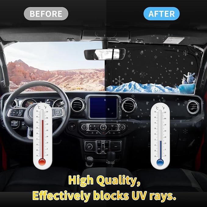 for Honda Civic 2016-2021 Sun Shade Sunshade Windshield Cover, 4-Layer Front - Image 5
