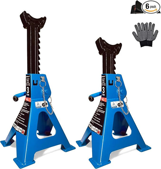 Car Jack Stands 3 Ton with Double Locking and Large Foot Base by GAOLLY