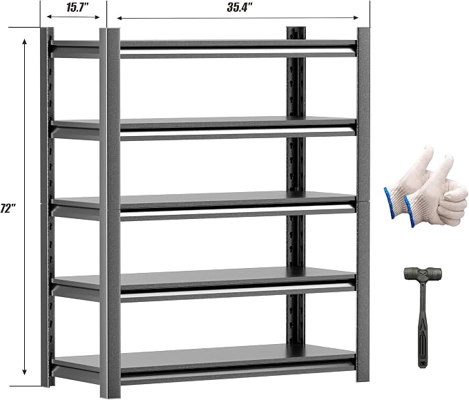 Garage Shelving, Thickened 72"*35.4"*15.7"Garage Storage Shelves Heavy Duty - Image 2