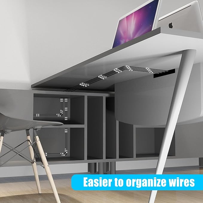 XHF 35pcs Large Self Adhesive Cable Clips White, Wire Clips Cable Management - Image 5