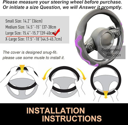 PINCTROT Large Size Comfy Grip Steering Wheel Cover, Anti-Slip Design, - Image 6