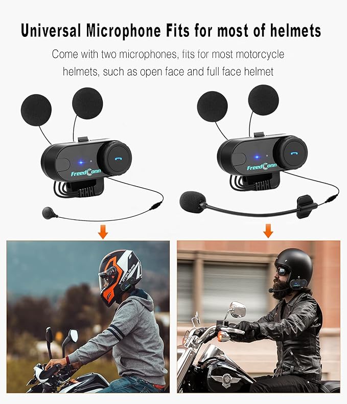 FreedConn Motorcycle Bluetooth Headset, TCOM VB 2-Way 800M Helmet Communication - Image 6